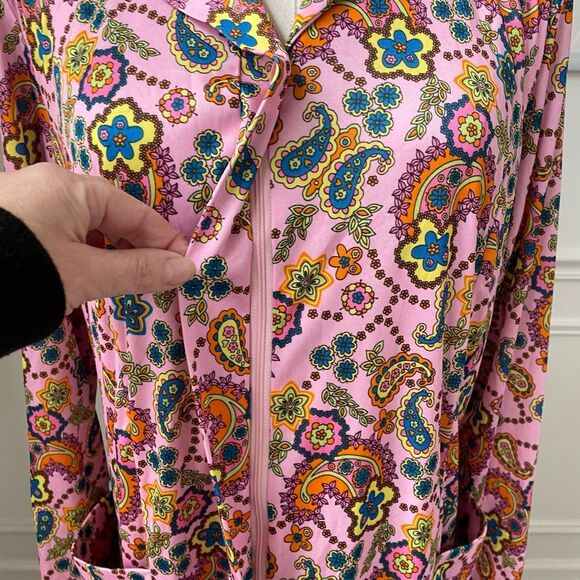 Vintage 70s Tribute Mod Floral Paisley Shirt Dress Long XL - Picture 4 of 9